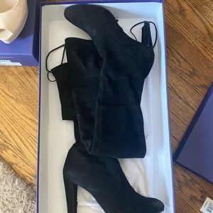 Stuart Weitzman black suede over the knee boots size 9